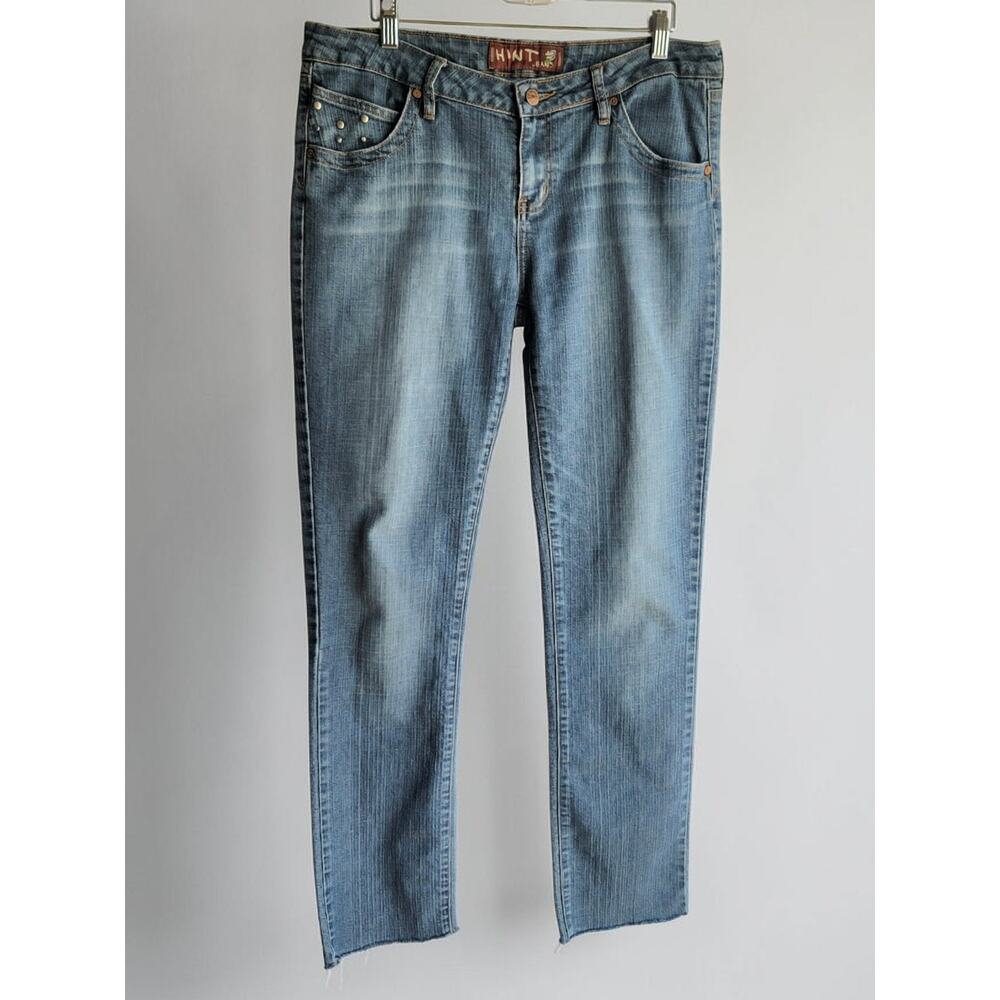 Hint Jeans Studded Small Pocket & Flaps Raw Hem Denim Jeans Junior's Size 13